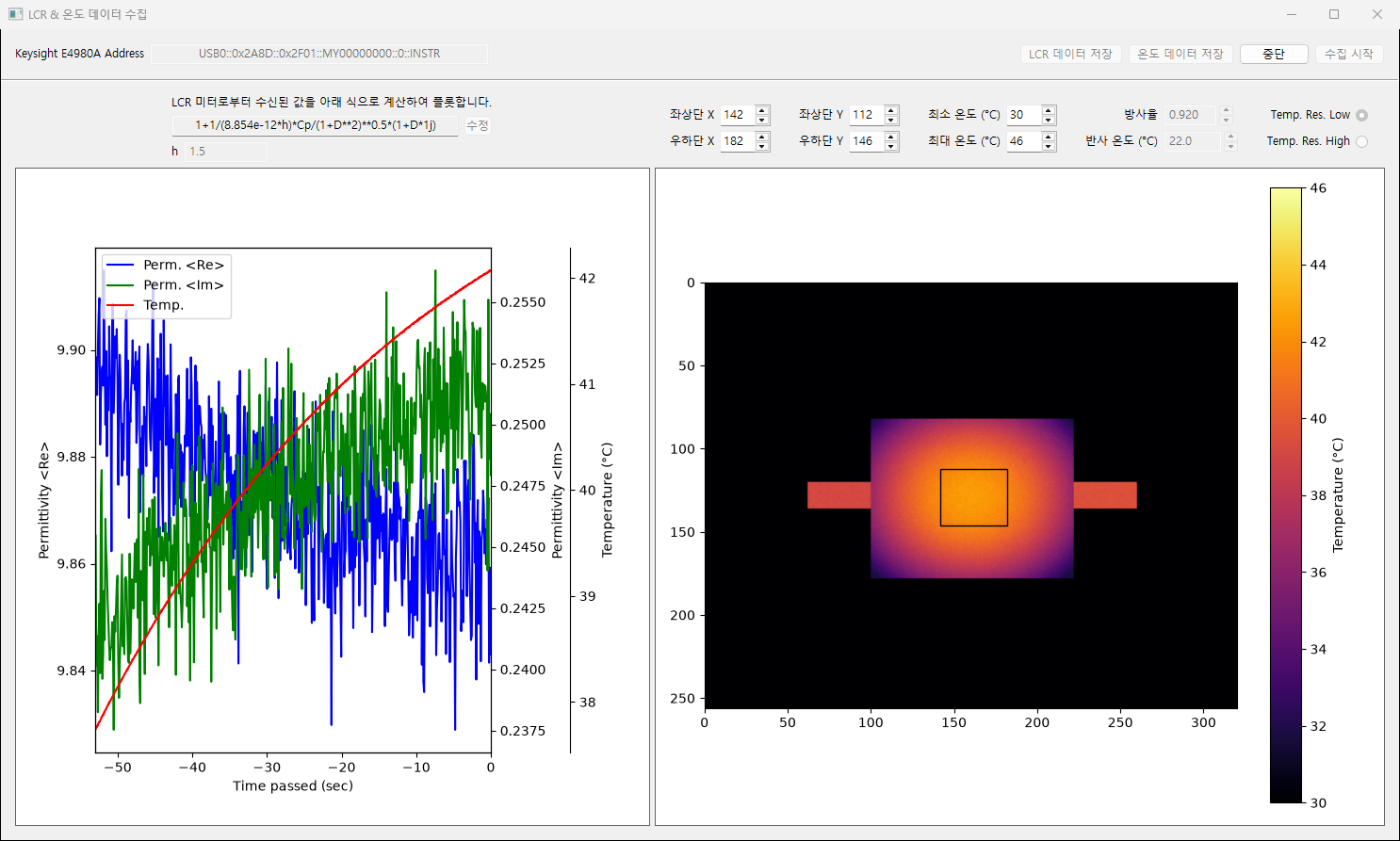 Measurement region narrowed and display temperature range adjusted