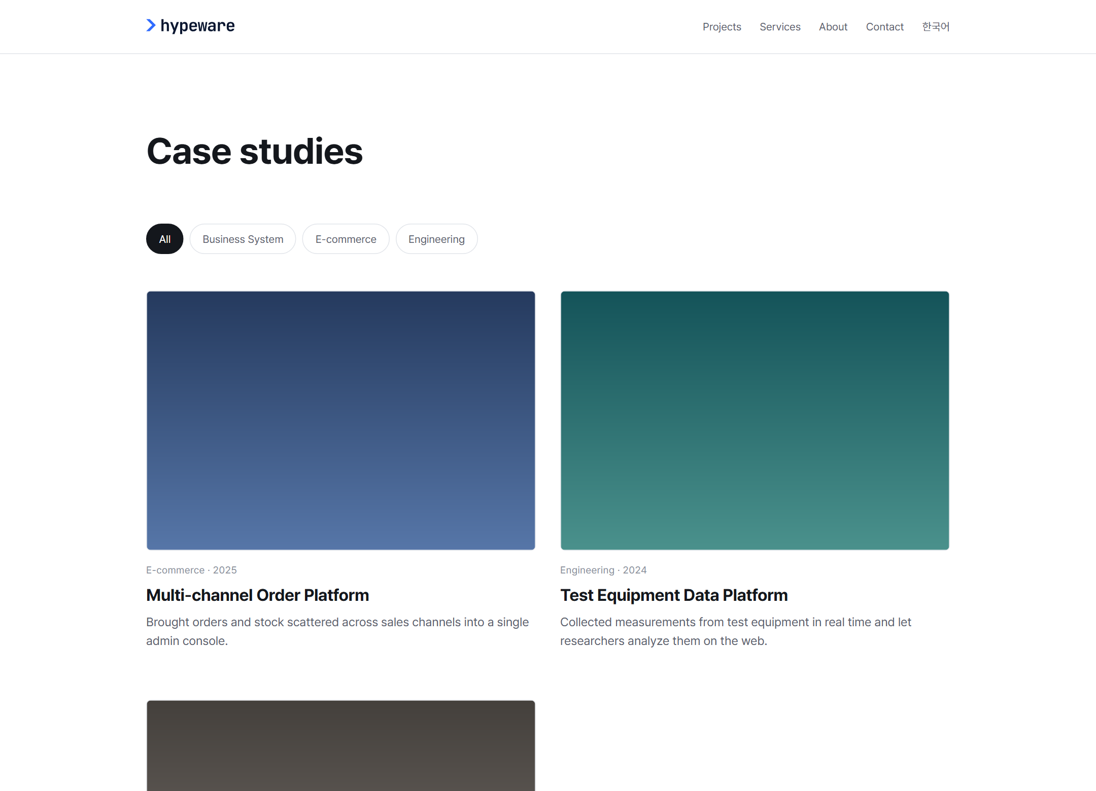 Project list on the English site